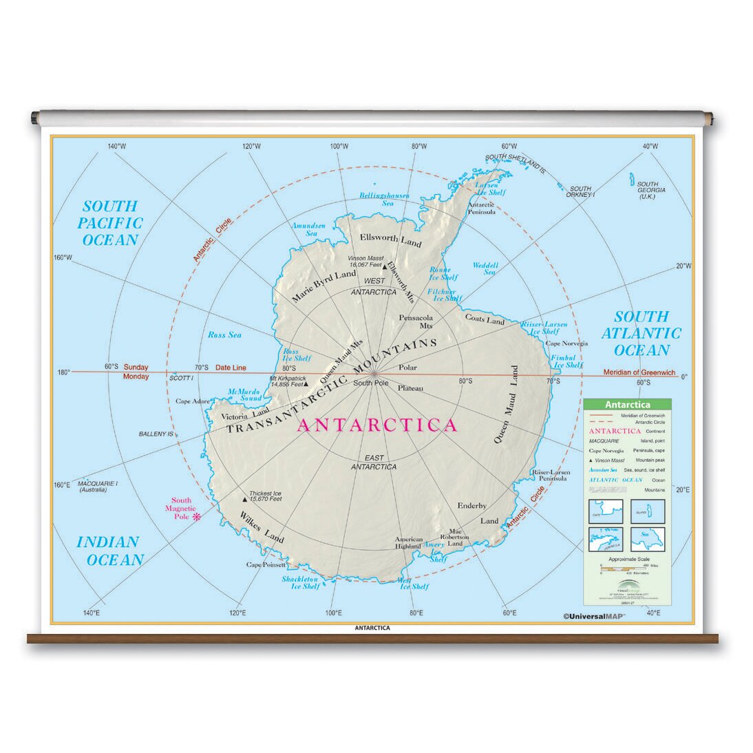 Universal Map Primary Wall Map - Antarctica & Reviews | Wayfair