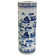 Oriental Furniture Umbrella Stand with Blue Landscape Design in White