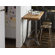 CG Sparks Teak Metal 3 Piece Console and Tufted Metal Stool Breakfast Set in Natural