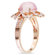 Amour Silver Pink Plated Rose Quartz and Cubic Zirconium Ring