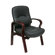 Office Star Products Leather Visitors Chair with Wood Base and Arms