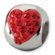 Jewelryweb Sterling Silver Red Graduated Crystal Heart PendantBead