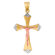 Jewelryweb 14k Gold Tri-color Diamond-cut Pave Diamond-cut Small Cross Pendant