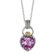 Jewelryweb Sterling Silver 18k Gold Oxidized PendantWith Lite Amethyst and Diamond - 18 Inch