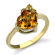 Oravo Striking Sophistication 1.62 Carats Heart Shape Citrine Diamond Ring 14 Karat Yellow Gold