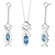 Oravo 2.75 carats Marquise Shape London Blue Topaz Pendant Earrings Set in Sterling Silver