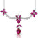 Oravo Glamorous Allure Multishape Ruby and White CZ Gemstone Necklace in Sterling Silver