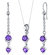 Oravo Round Cut Gemstone Simply Seductive Pendant Earrings Set
