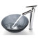 Kraus Frosted Glass 14" Vessel Sink and Decus Bathroom Faucet in Chrome