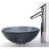 Kraus Frosted Glass 14" Vessel Sink and Decus Bathroom Faucet in Chrome