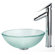 Kraus Frosted Glass 14" Vessel Sink and Decus Bathroom Faucet in Chrome