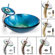Kraus Clear Glass Irruption Blue Sink and Waterfall Faucet