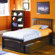 Atlantic Furniture Brooklyn Platform Bed with Raised Panel Drawers in Antique Walnut