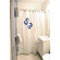 Ella Vickers Spinnaker Shower Curtain in White Sailcloth with Blue Number