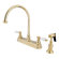 Elements of Design Restoration Deck Mount Double Handle Centerset Kitchen Faucet with Porcelain Lever Handles and Side Spray