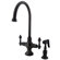 Elements of Design Classic Double Handle Single Hole Kitchen Faucet with Metal Lever Handles and Brass Side Spray