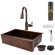 Premier Copper Products Hammered Apron Single Basin Kitchen Sink with ORB Pull Down Faucet, Drain and Accessories