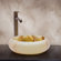 Yosemite Home Decor Raeann Hand Carved Round Vessel Sink in Green Multicolor