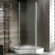 Vigo Neo-Angle Door Frameless Shower Enclosure with Base & Knob Handles