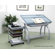 Studio Designs Avanta Drafting Table in Silver and Blue Glass