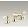 Kohler Bancroft Bath Faucet Trim for Deck-Mount High-Flow Valve with Non-DIVerter Spout and White Ceramic Lever Handles, Valve Not included