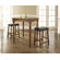 Crosley Three Piece Pub Dining Set with Turned Leg Table and Saddle Seat Barstools in Classic Cherry