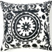 African Suzani Linen Square Pillow in Grey