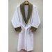 Terry Velour Bathrobe with Diamond Details in Pure White and Serene Sage