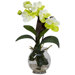 Mini Vanda with Fluted Vase Silk Flower Arrangement in White