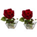 Rose with Square Vase Silk Flower Arrangement (Set of 2)