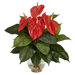Anthurium with Fluted Glass Bowl Silk Flower Arrangement