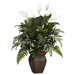 Mixed Greens with Spathyfillum and Decorative Vase Silk Plant