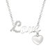 Silver Diamond "Love" with Heart Necklace