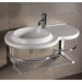 Isabella Large Wall Mount Round Bowl Bathroom Sink with Chrome Shelf and Towel Bar in White