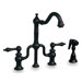 Twisthaus Two Handle Widespread Bridge Faucet with Short Traditional Lever Handle Side Spray