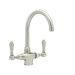 Country Kitchen Two Handle Single Hole Kitchen Faucet with Metal Levers Side Spray
