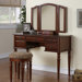 Bobkona St. Croix Bedroom Vanity Set with Stool in Cherry