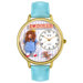 Unisex Doll Lover Baby Blue Leather and Goldtone Watch in Gold