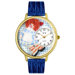 Unisex Vintage Raggedy Ann Royal Blue Leather and Goldtone Watch in Gold
