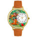 Unisex Horse Competition Tan Leather and Goldtone Watch in Gold