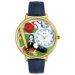 Unisex Baseball Navy Blue Leather and Goldtone Watch in Gold