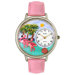 Unisex Flamingo Pink Leather and Silvertone Watch in Silver