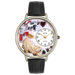 Unisex Veterinarian Black Padded Leather and Silvertone Watch in Silver