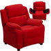 Contemporary Kid's Recliner with Storage Arms