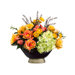 16" Rose, Hydrangea and Impatiens Silk Floral Arrangement with Ceramic Container