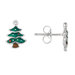 Sterling Silver and Enamel Christmas Tree Earring