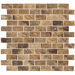 Jade 1" x 2" Decorative Brick Mosaic in Chestnut