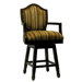 Cherry Frame Brown and Tan Pinstriped Fabric Barstool (Short)