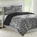 Madagascar Bright Zebra Microfiber Mini Comforter Set in Black