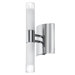 Frosted Glass Two Light Bath Vanity with On/Off Switch in Polished Chrome